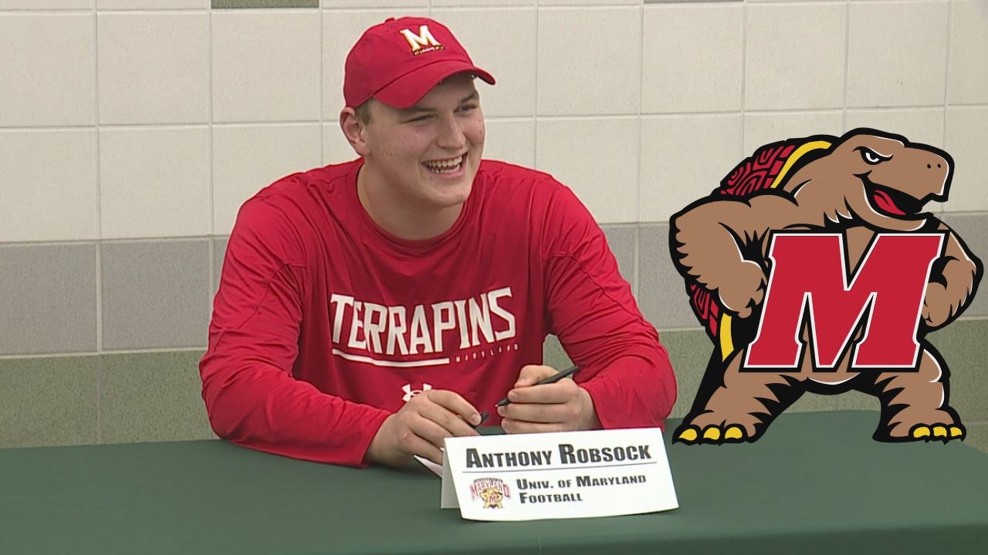 The Central Dauphin lineman was all smiles as he joined the Terrapins' family.