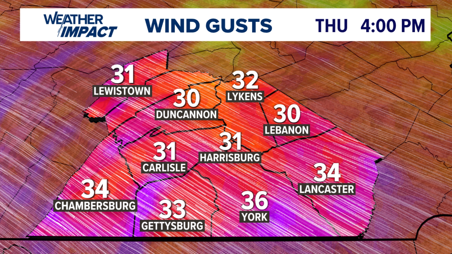 Weather Impact Alert: High winds expected to sweep through Central PA ...