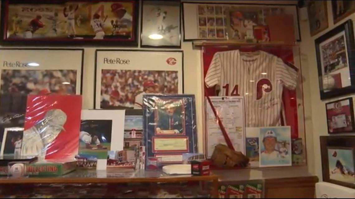 Pete Rose Brown Framed Logo Jersey Display Case 