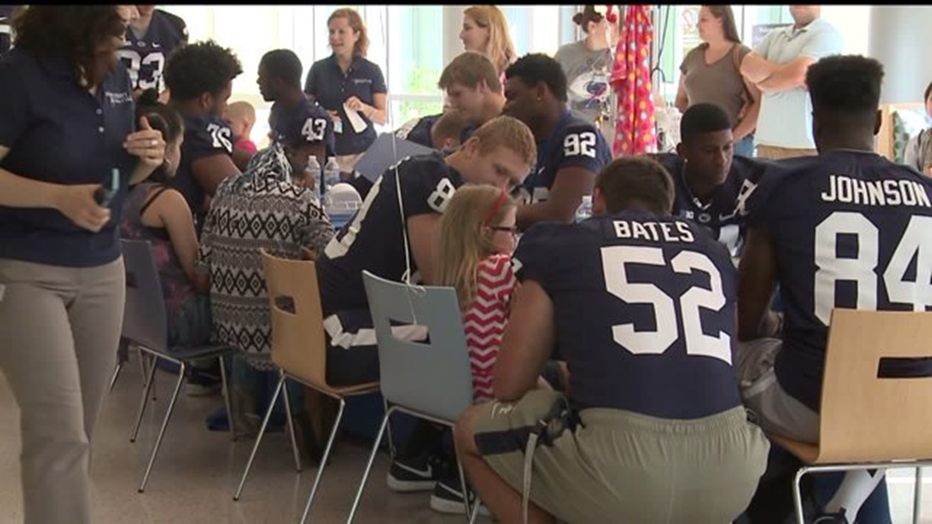 Penn State football players visit Hershey Children`s Hospital