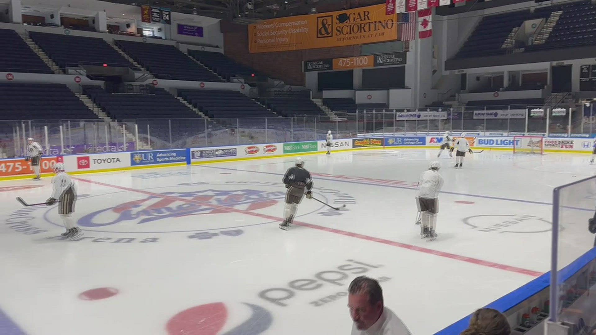 Hershey Bears hit the ice for the morning skate before Game 4 Monday in Rochester.