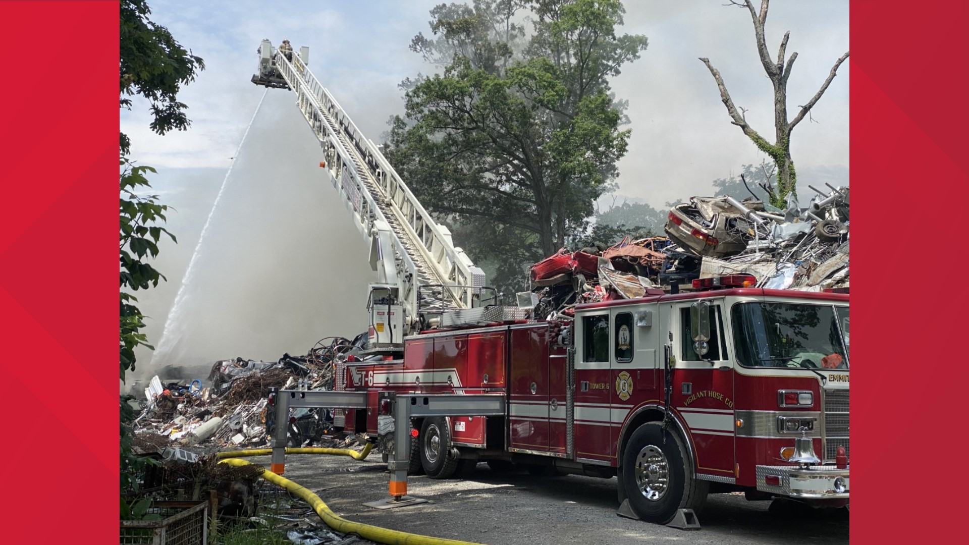 Fire crews had to funnel water from three different sources including the Adams County prison and a nearby pond.