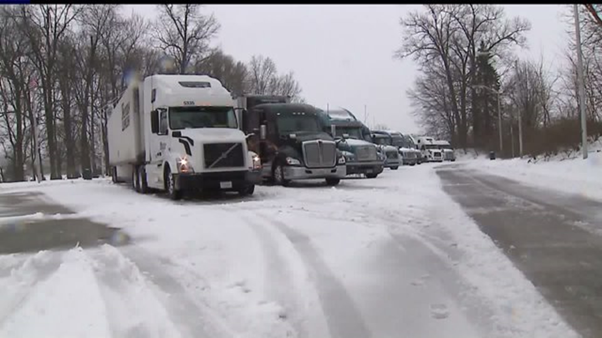 Truck restrictions have truckers sitting during the snow