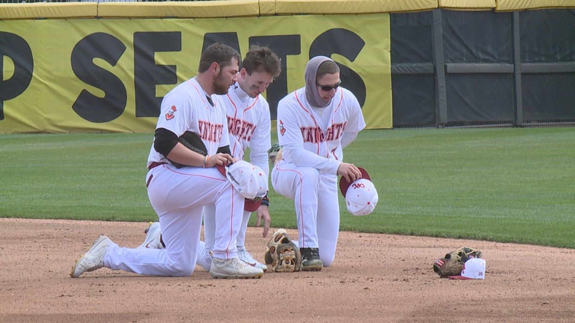 The Knights came together with a Jersey display along with a moment of silence and a glove dedication at second base in memory of their loving teammate.