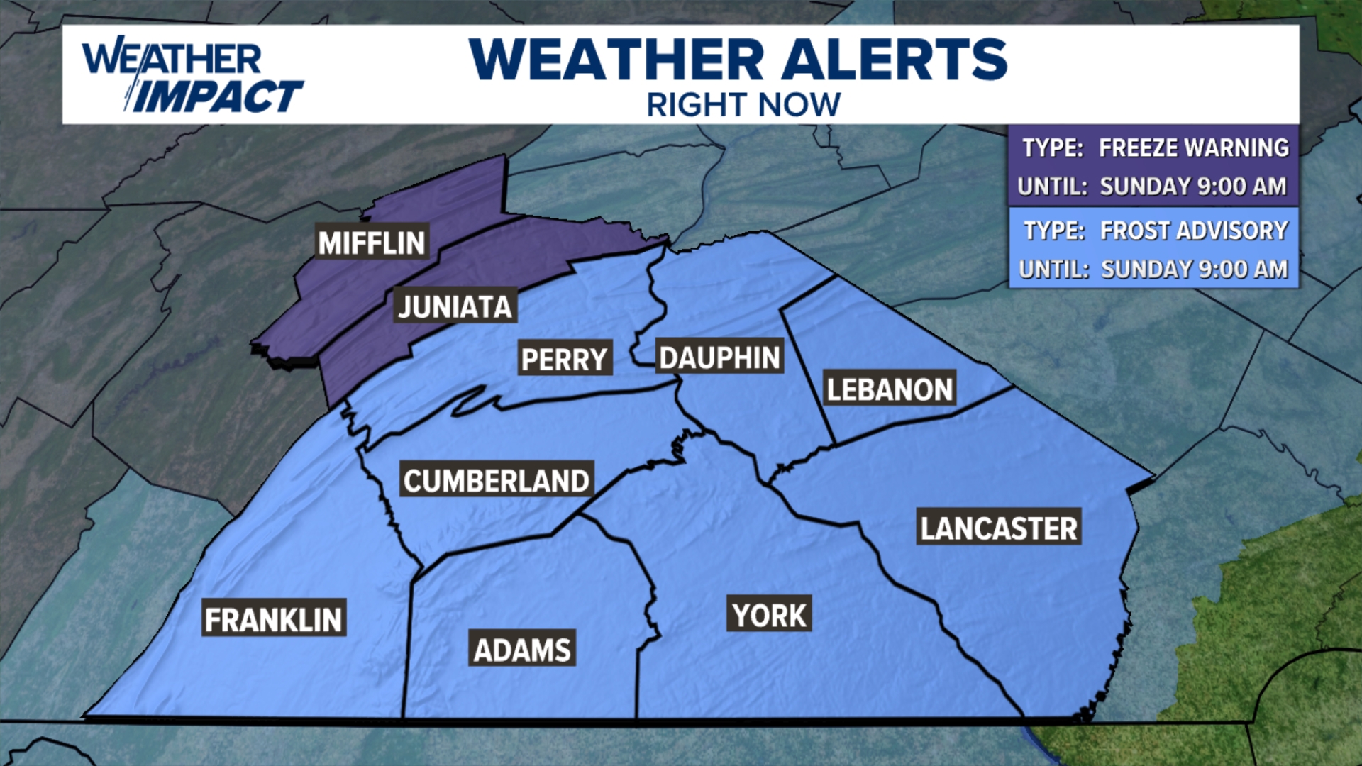 Weather Impact Alert tonight as areas of frost and freezing ...