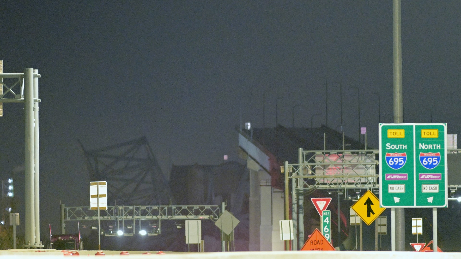 A major bridge in Baltimore snapped and collapsed after a container ship rammed into it early Tuesday, and several vehicles fell into the river below.