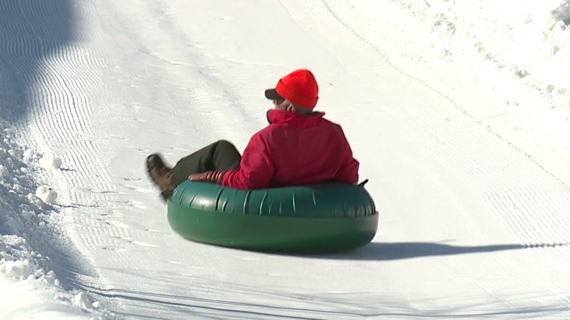 Senior snow day senior citizens take on snow tubing at Roundtop
