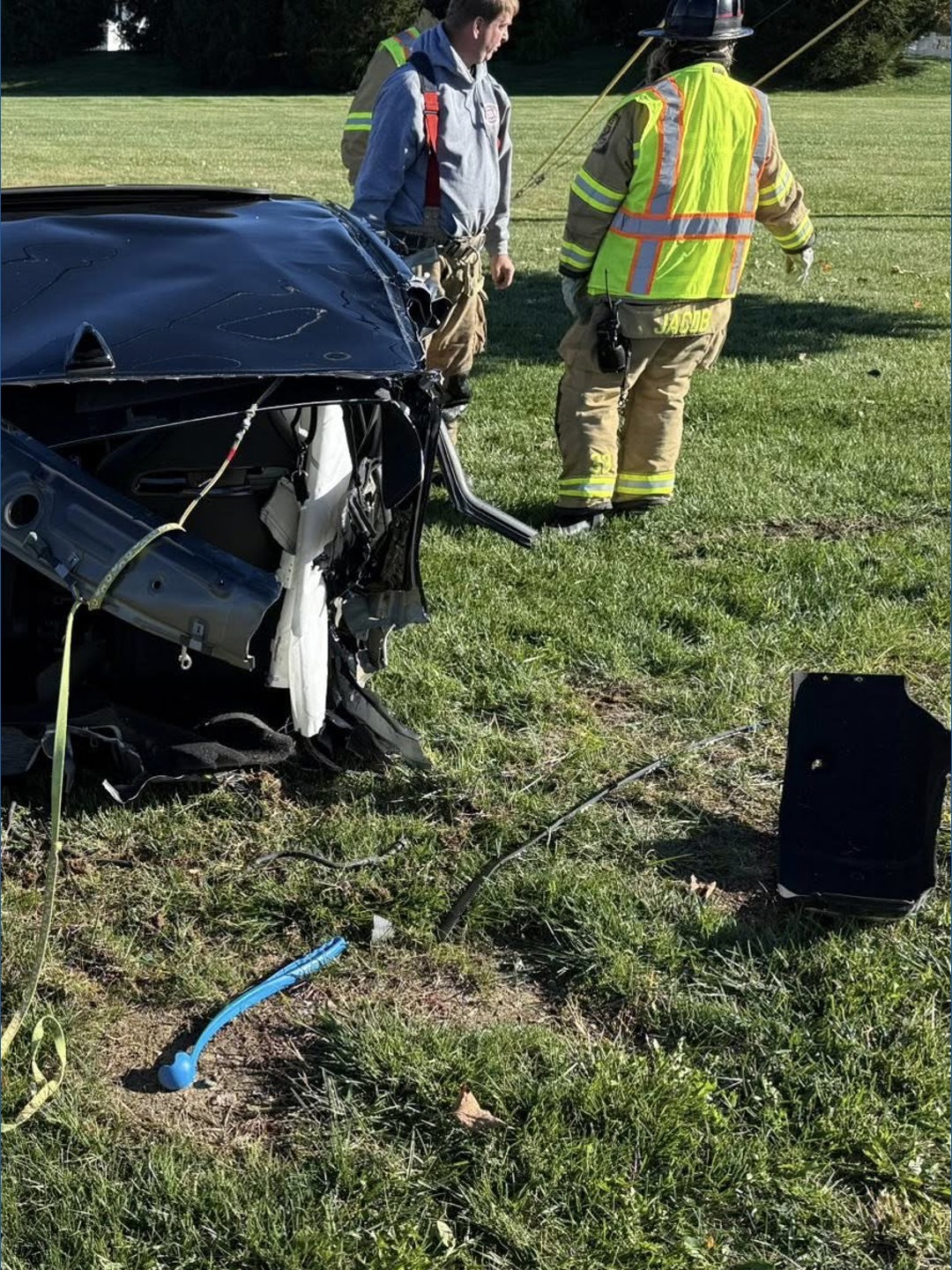 Car splits in half after hitting tree in Cumberland County | fox43.com
