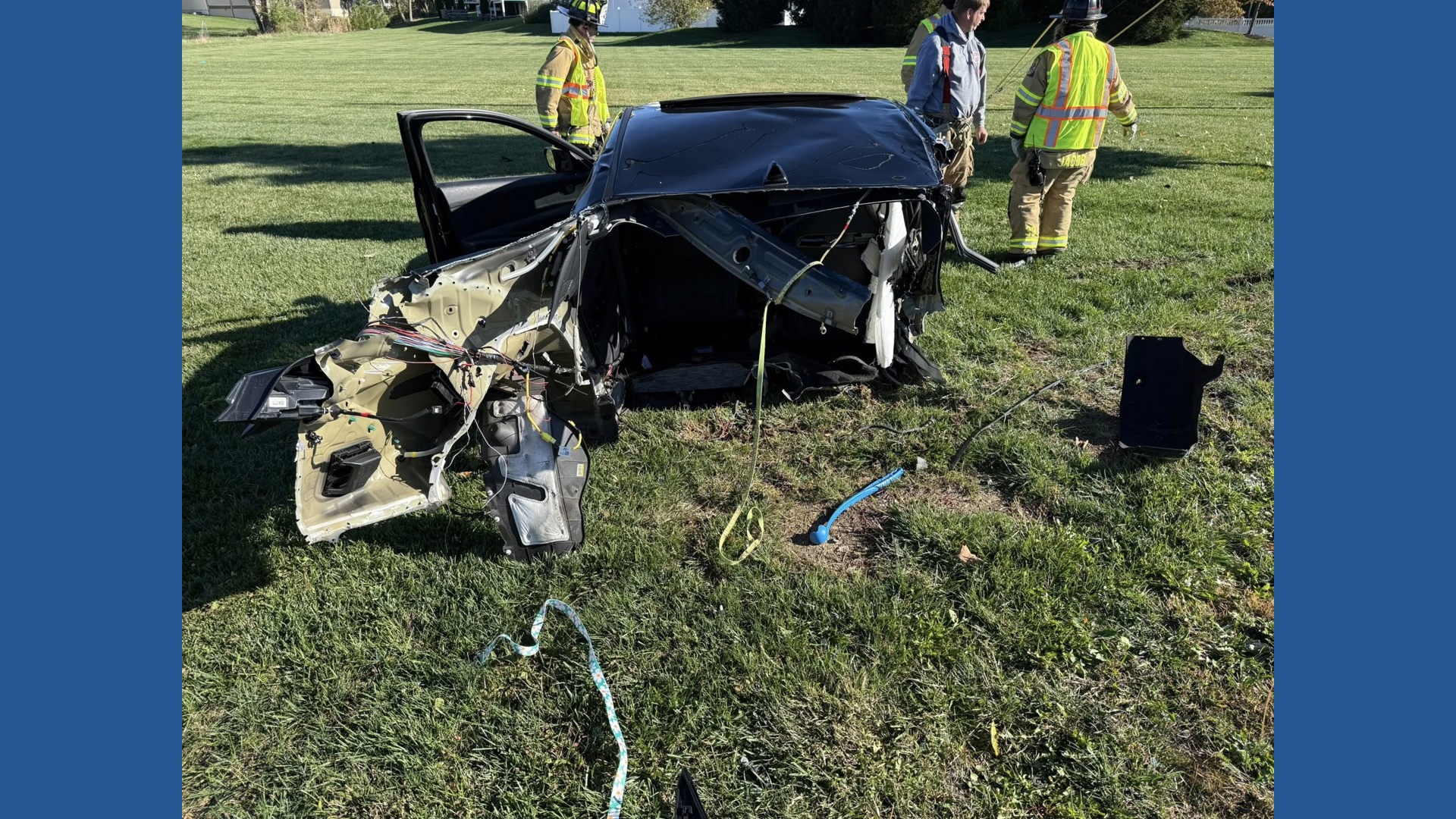 Car splits in half after hitting tree in Cumberland County | fox43.com