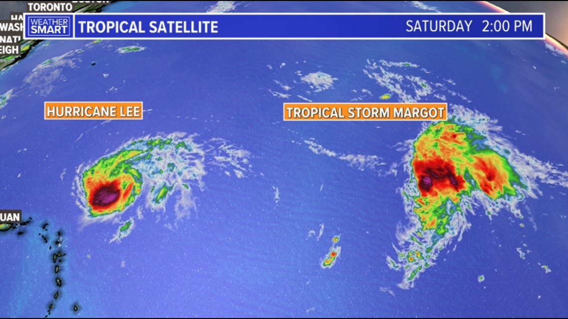 Tracking Hurricane Lee and Tropical Storm Margot