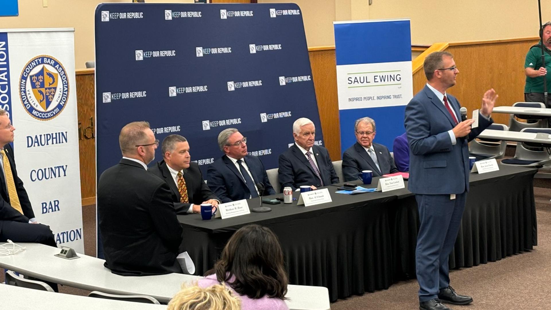 The panel included former Governor Tom Corbett and Commonwealth Secretary Al Schmidt.