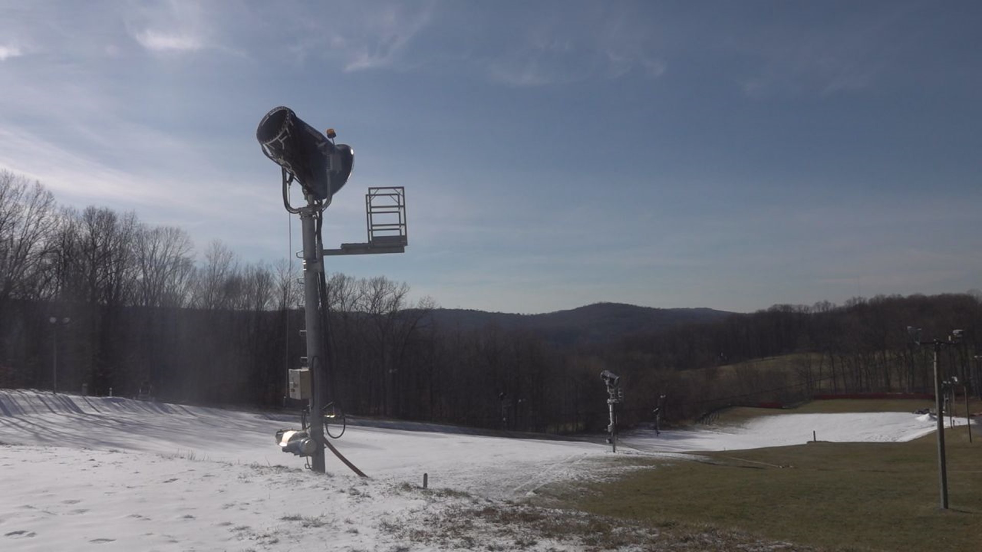 Milder temperatures mean less time for snowmaking to coat local slopes.