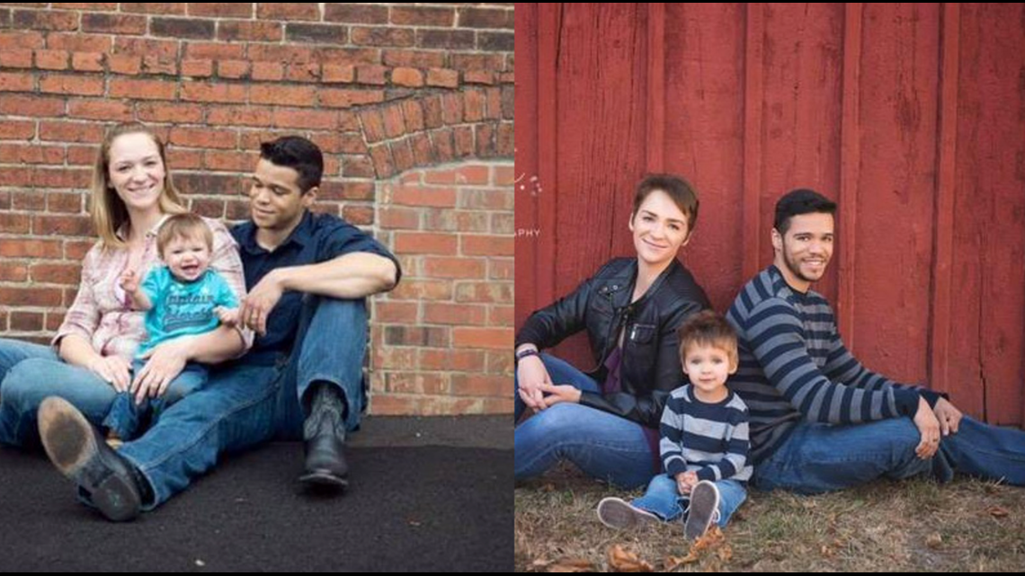 Divorced parents reunite every year to take family photo for their son
