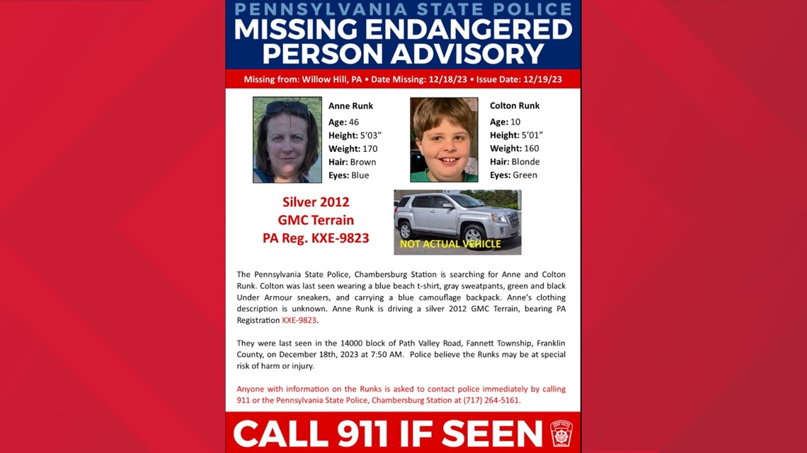 Pennsylvania State Police search for 2 missing from Willow Hill | fox43.com