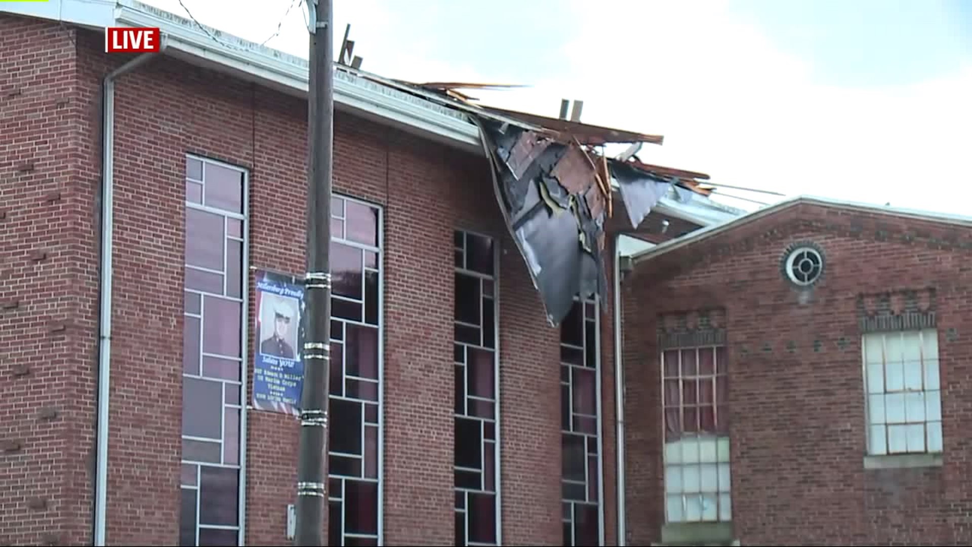 Strong winds rip off part of roof of Dauphin County church