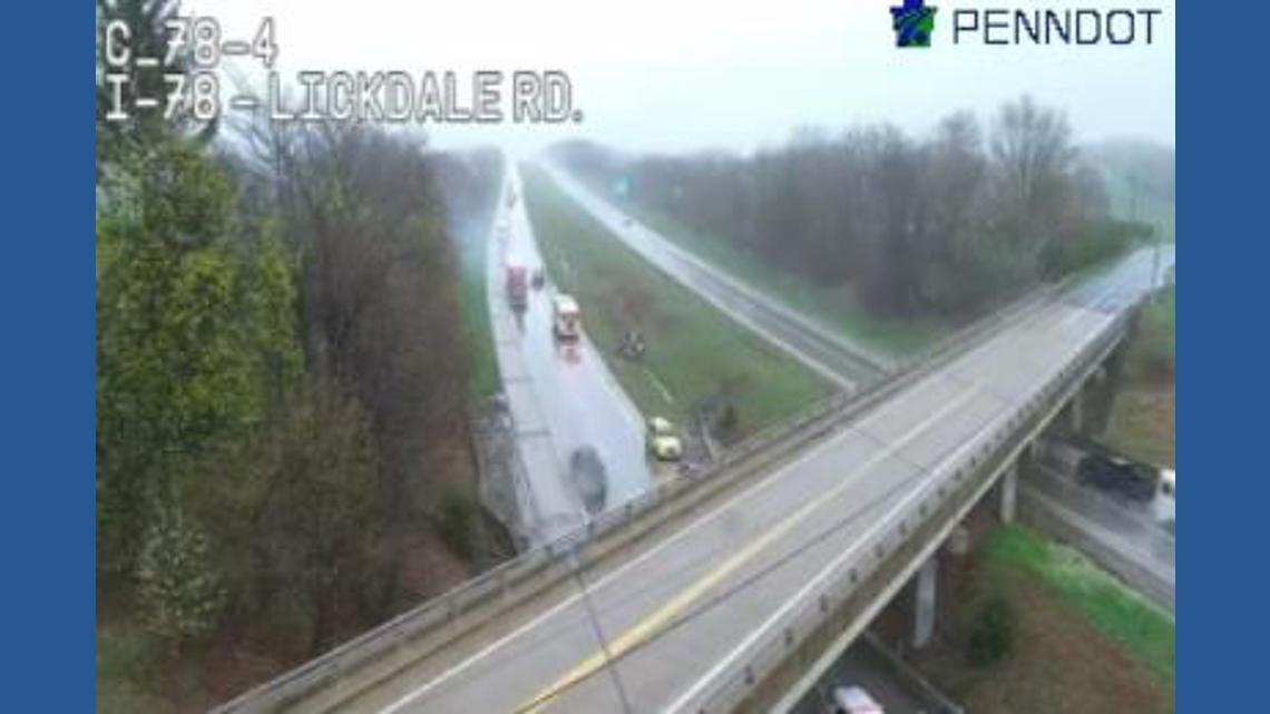 Rollover crash on I-78 in Lebanon County causes lane restrictions