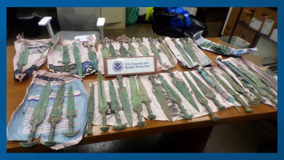 U.S. Customs agents seize more than 80 Bronze Age weapons illegally shipped from Middle East