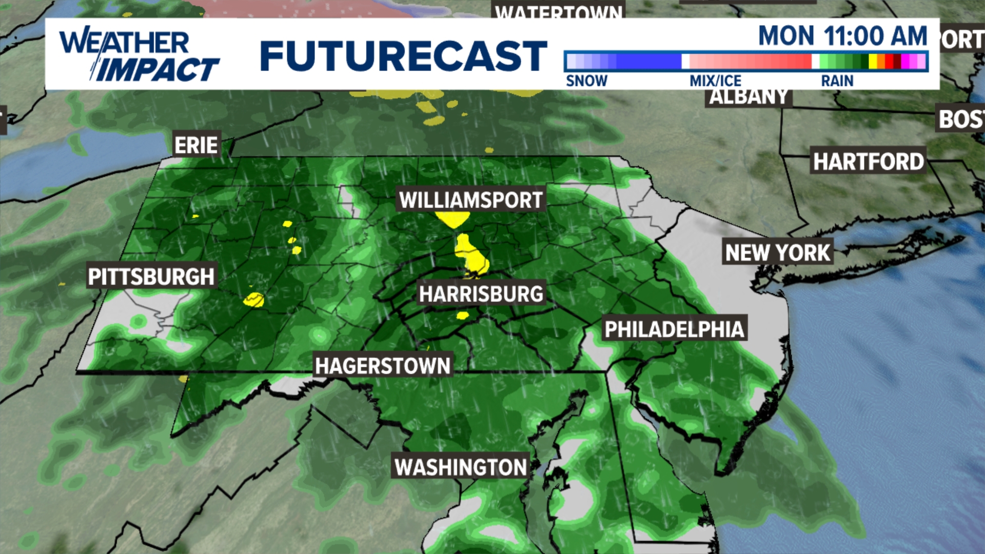 After a day in the 50s, Monday is more seasonal in the 40s with some showers. More needed rain comes with a midweek soaker before it's back to the cold!