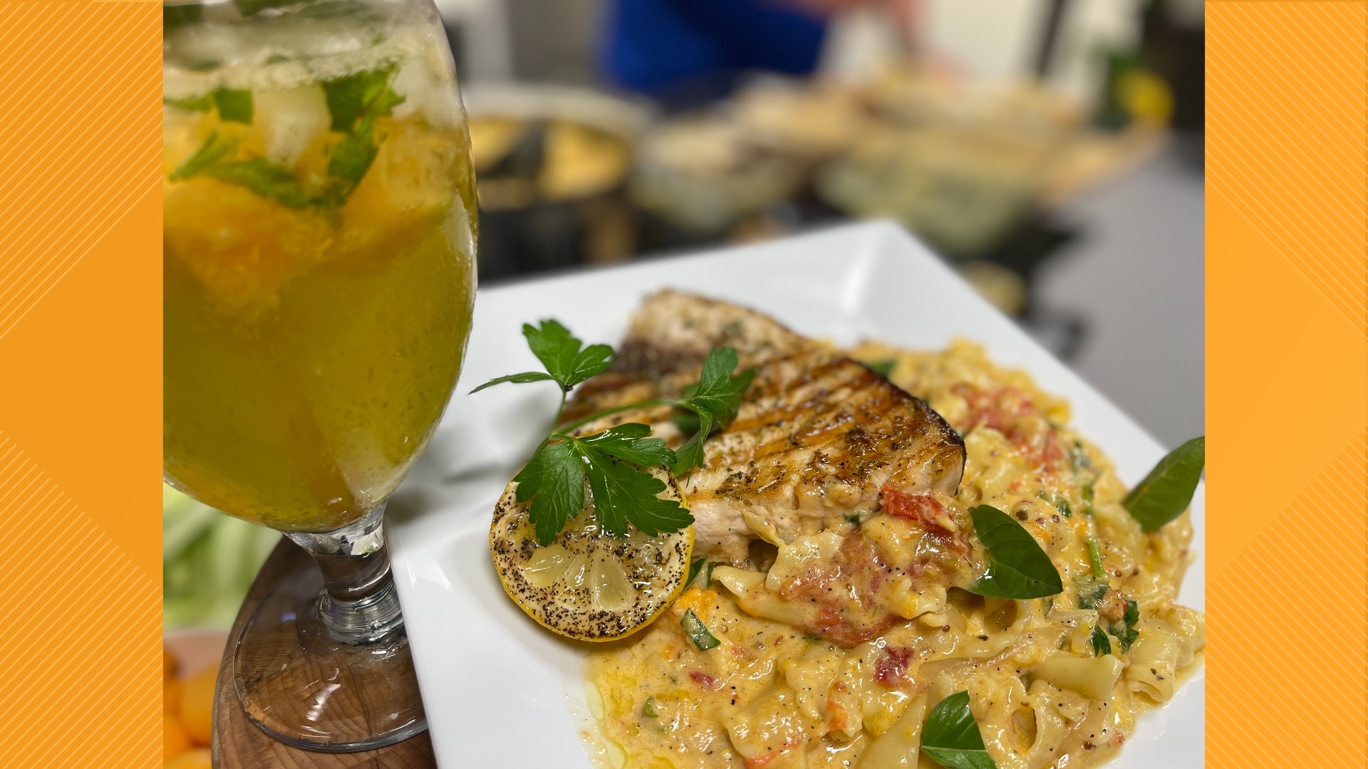 Although the end of August is approaching, Olivia's extends the season with their Endless Summer Spritzer and fire-grilled swordfish.