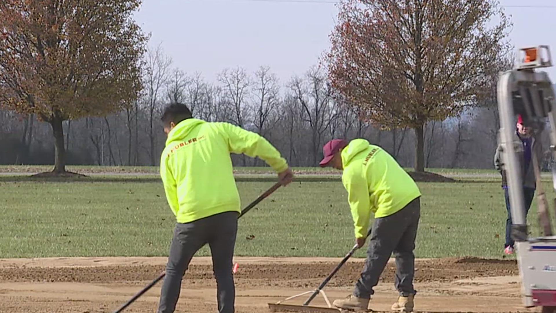 This is the third year the Senators and First National Bank have teamed up for a field renovation.