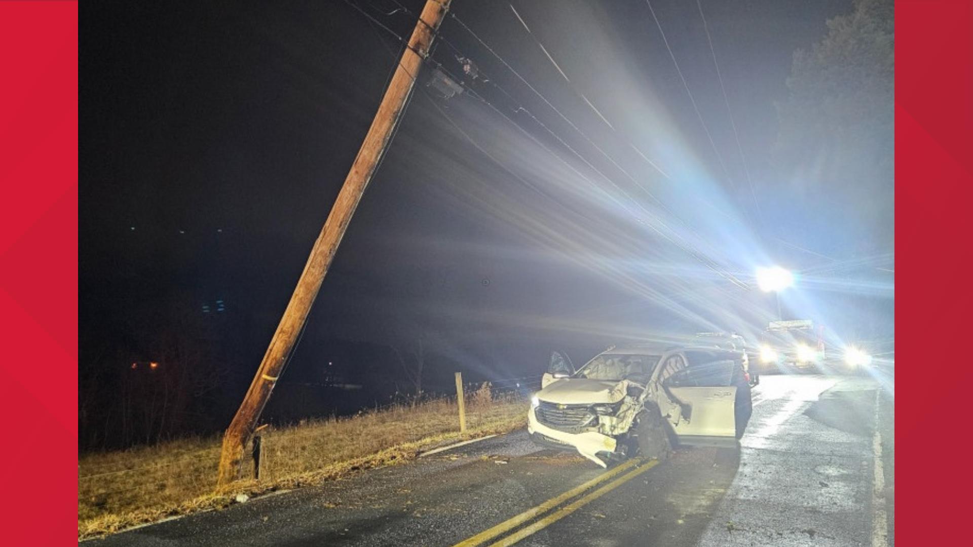 Car crashes into telephone pole in York County | fox43.com