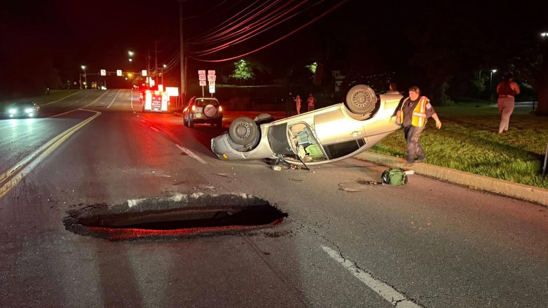 Harrisburg Pike was closed between Rohrerstown Road and Good Drive as crews repaired a sinkhole, according to East Hempfield Township Emergency Management.