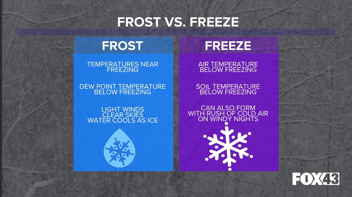 Understand frost, freeze and dew point