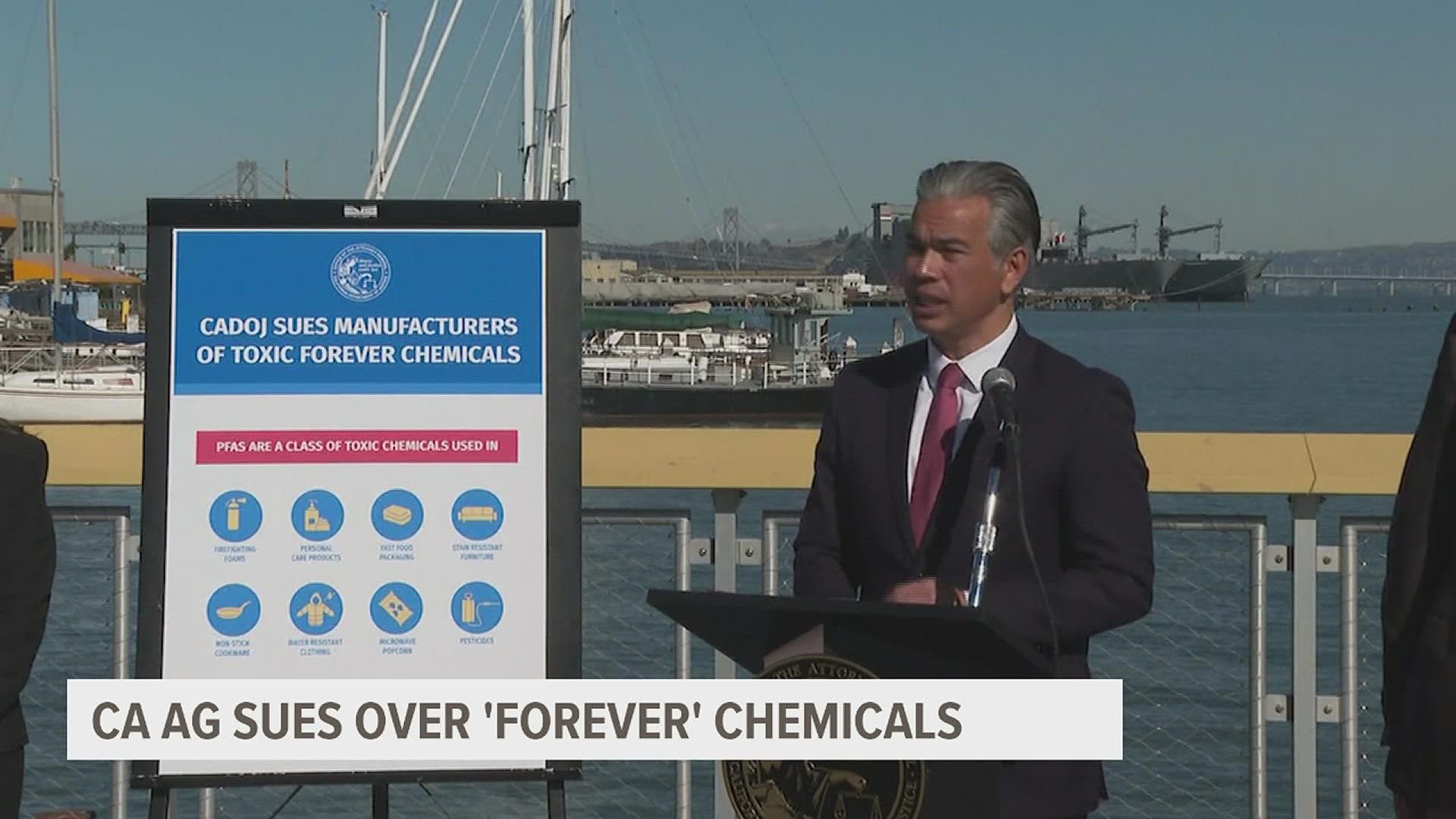 Attorney General Rob Bonta announced the lawsuit Thursday against the manufacturers of compounds that have been used in consumer goods and industry since the 1940s.