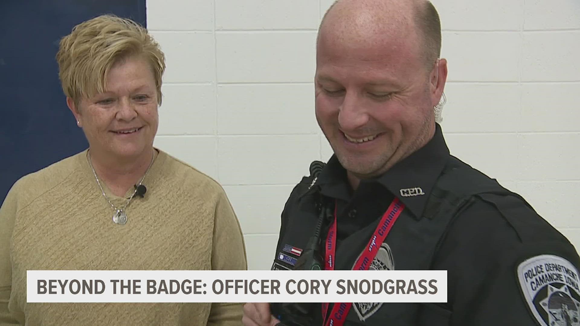 Officer Cory Snodgrass was awarded for his many off-patrol services, such as founding the RoC food pantry, working as a volunteer firefighter and EMT, and much more.