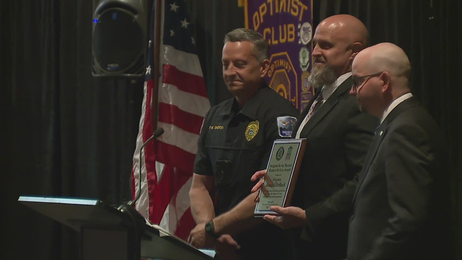 Sgt. Jason Ellerbach was honored by the organization for his 10-year leadership of the  Criminal Investigation Division and great respect among his colleagues.