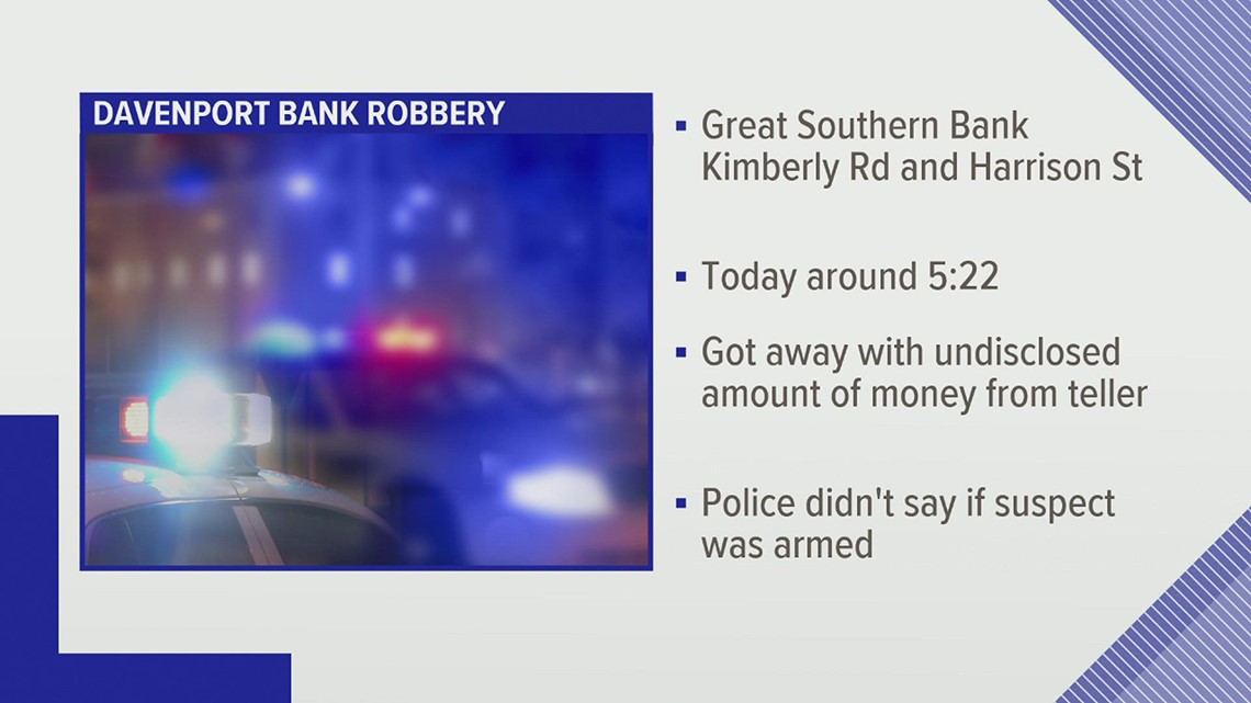Davenport police investigating robbery at Great Southern Bank
