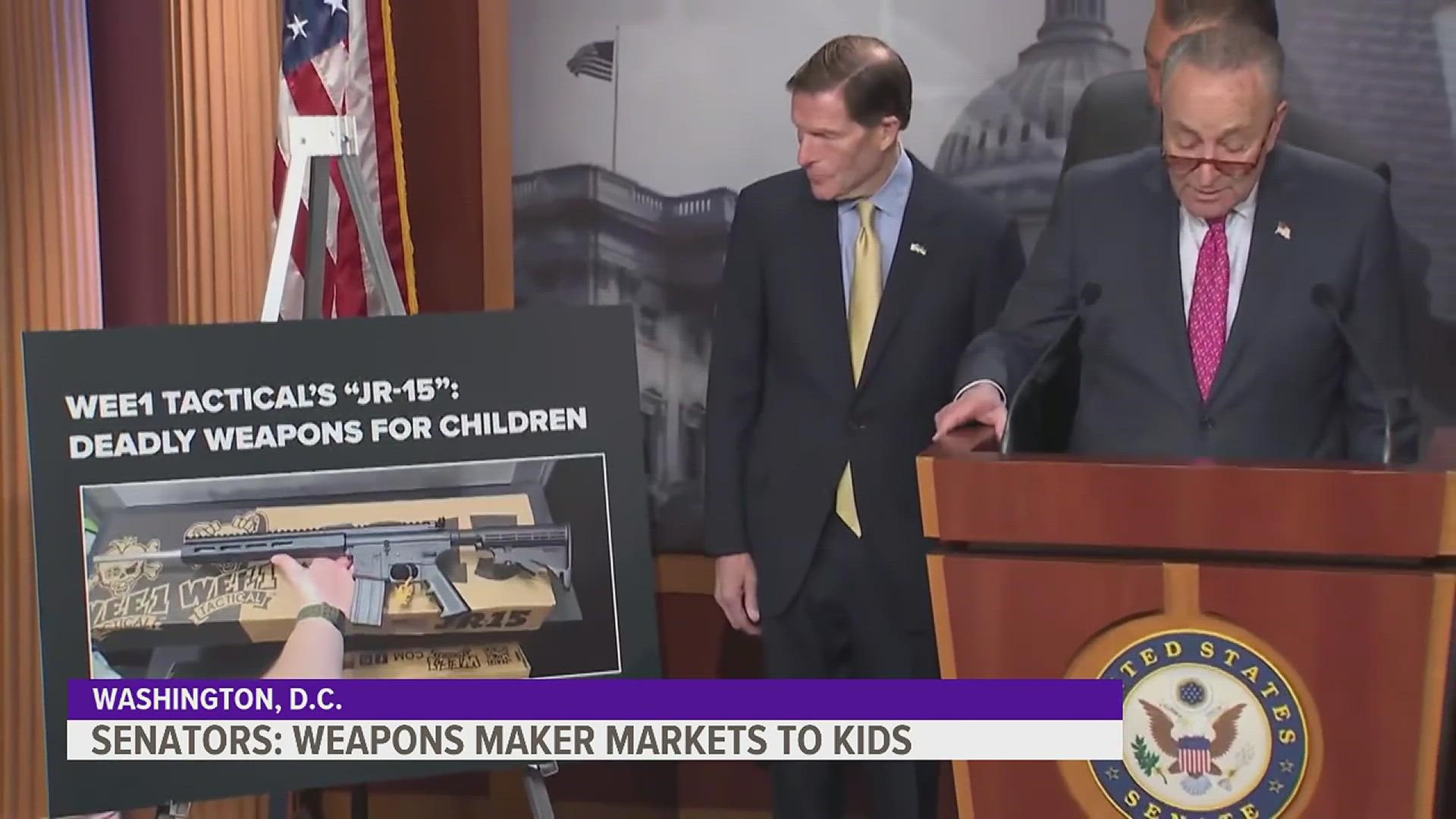 Senate Democrats allege that Wee1 Tactical markets its "JR15" mini assault rifle to kids, and ask the FTC to investigate the company.