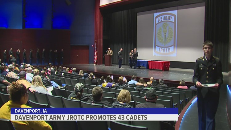 Davenport JROTC promotes 43 cadets in Wednesday ceremony