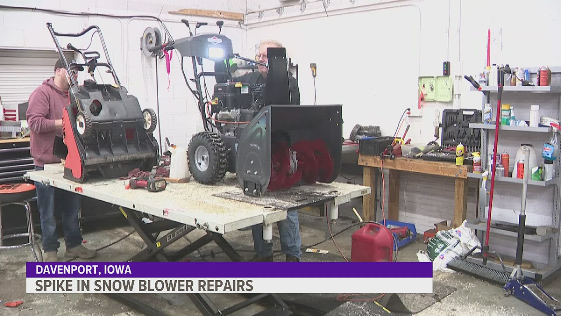 AE Outdoor Power in Davenport has seen an increase in the amount of snow blowers needing repair.