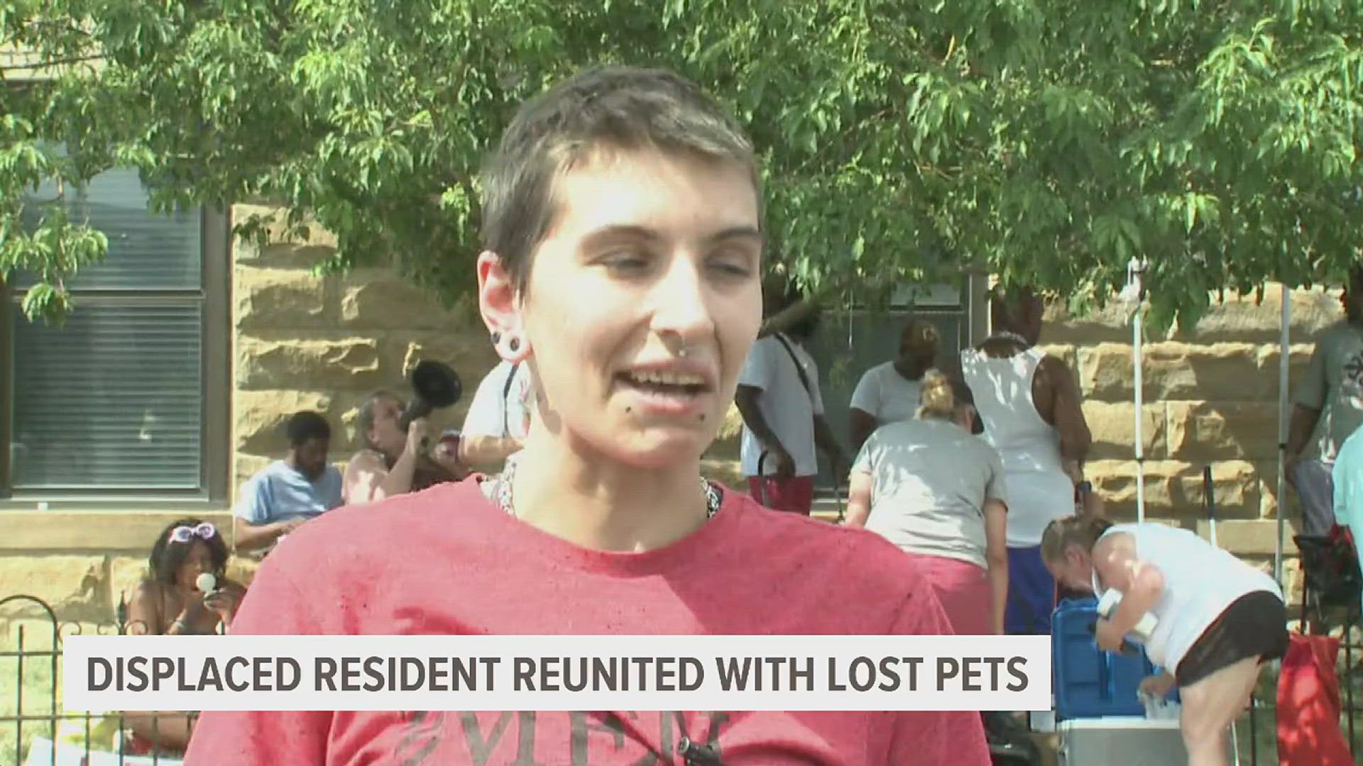 After losing her home in the collapse of the Davenport Apartments a woman has been reunited with her beloved pet after it had been trapped in the building.