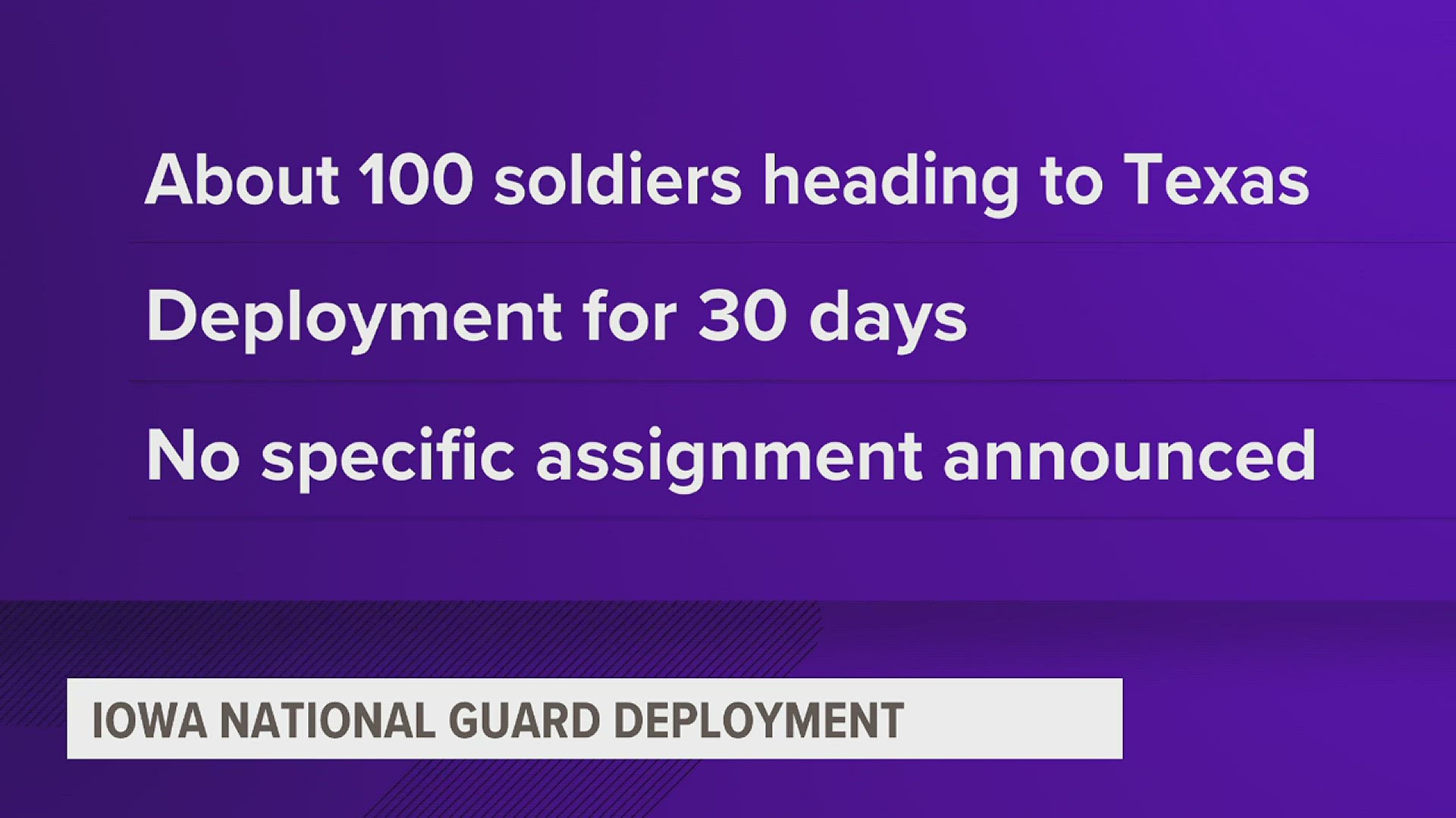 Gov. Reynolds has not said what the soldiers will be doing during their deployment.