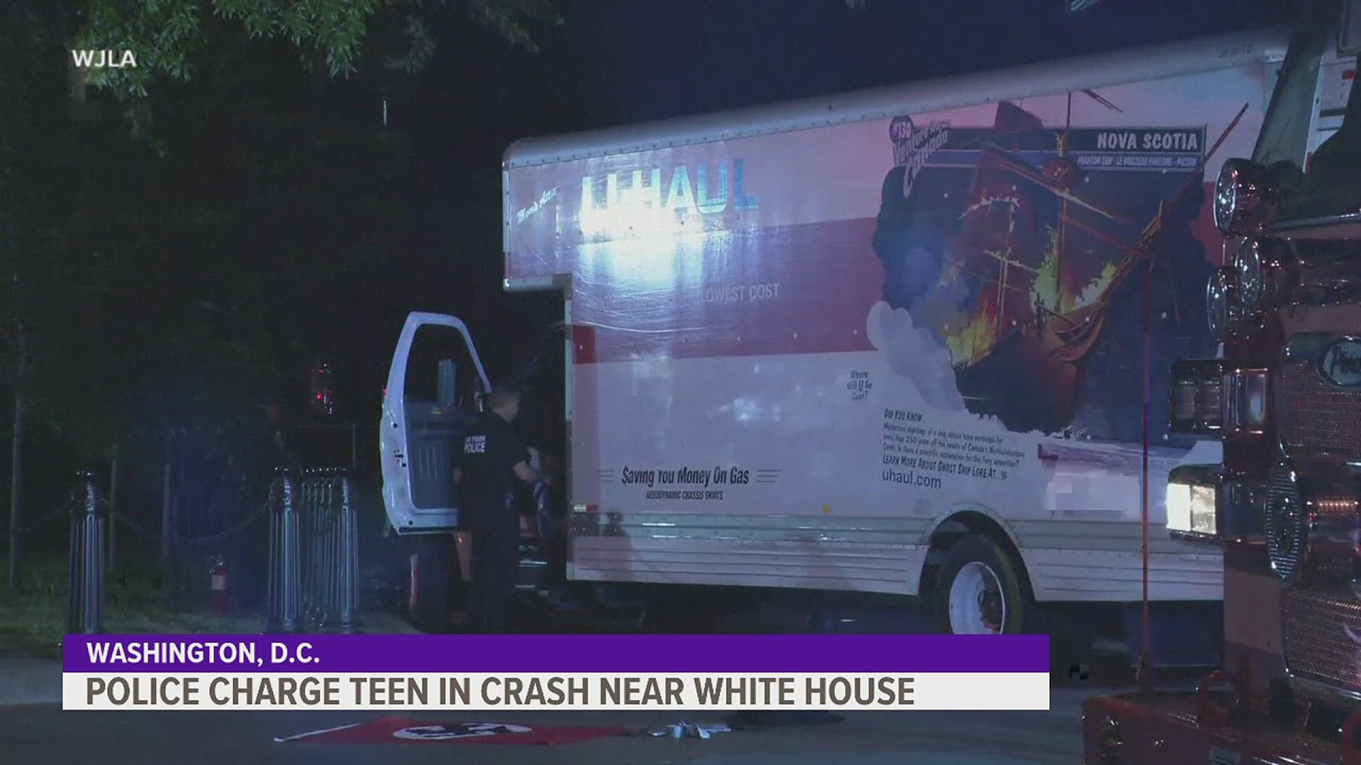 u haul truck crashes into white house