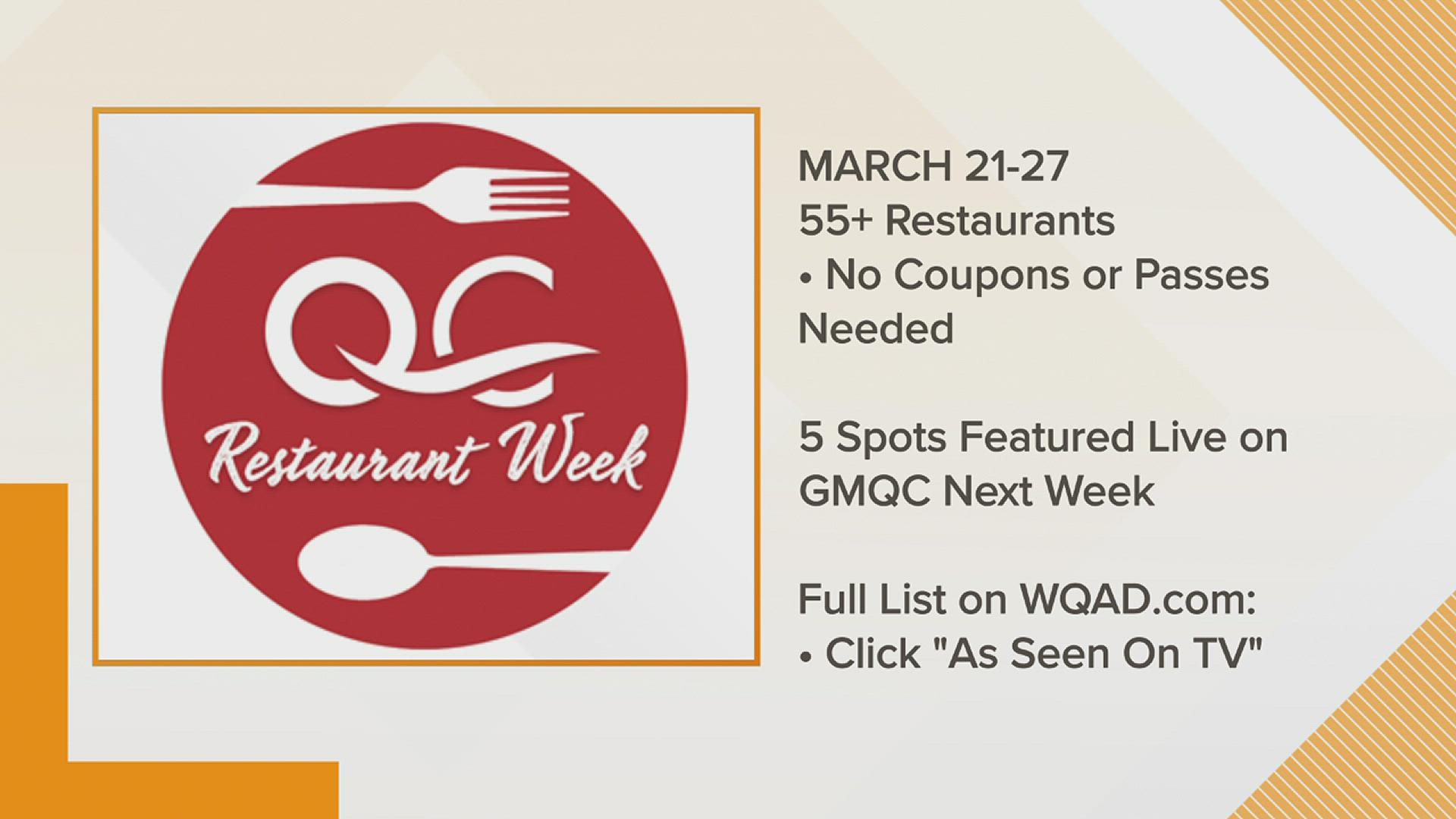 Celebrate your favorite local restaurants or find new ones during this year's QC Restaurant Week, running March 21-27.