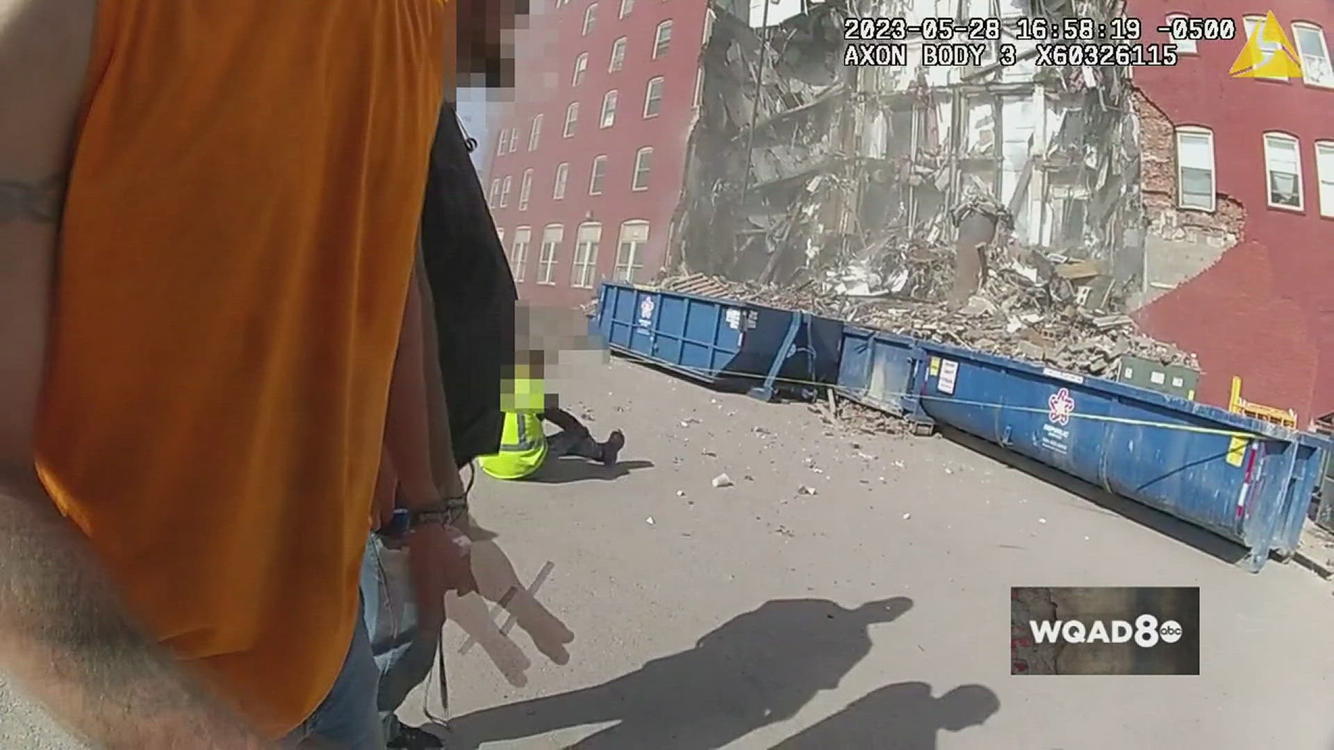 The west wall fell at 4:55 p.m. Body camera footage shows what first responders did after arriving at the scene.