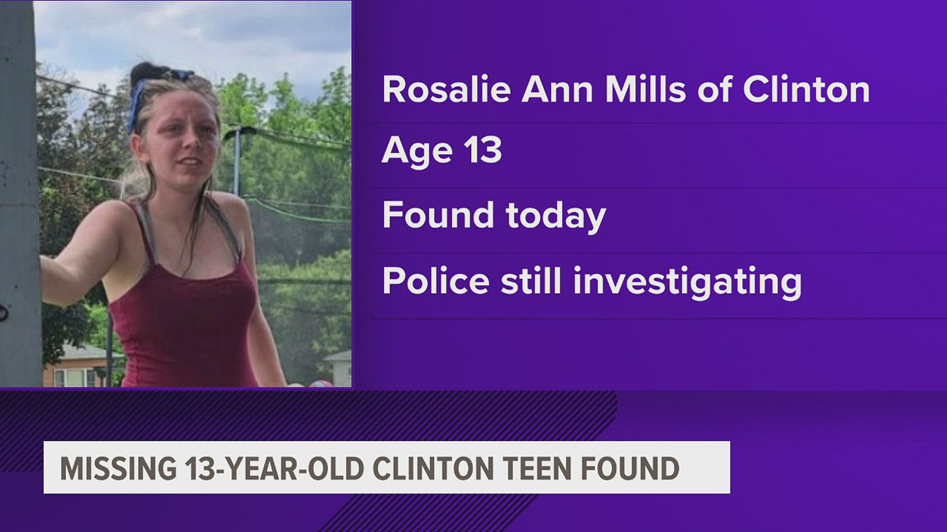 Missing 13-year-old girl from Clinton found | wqad.com