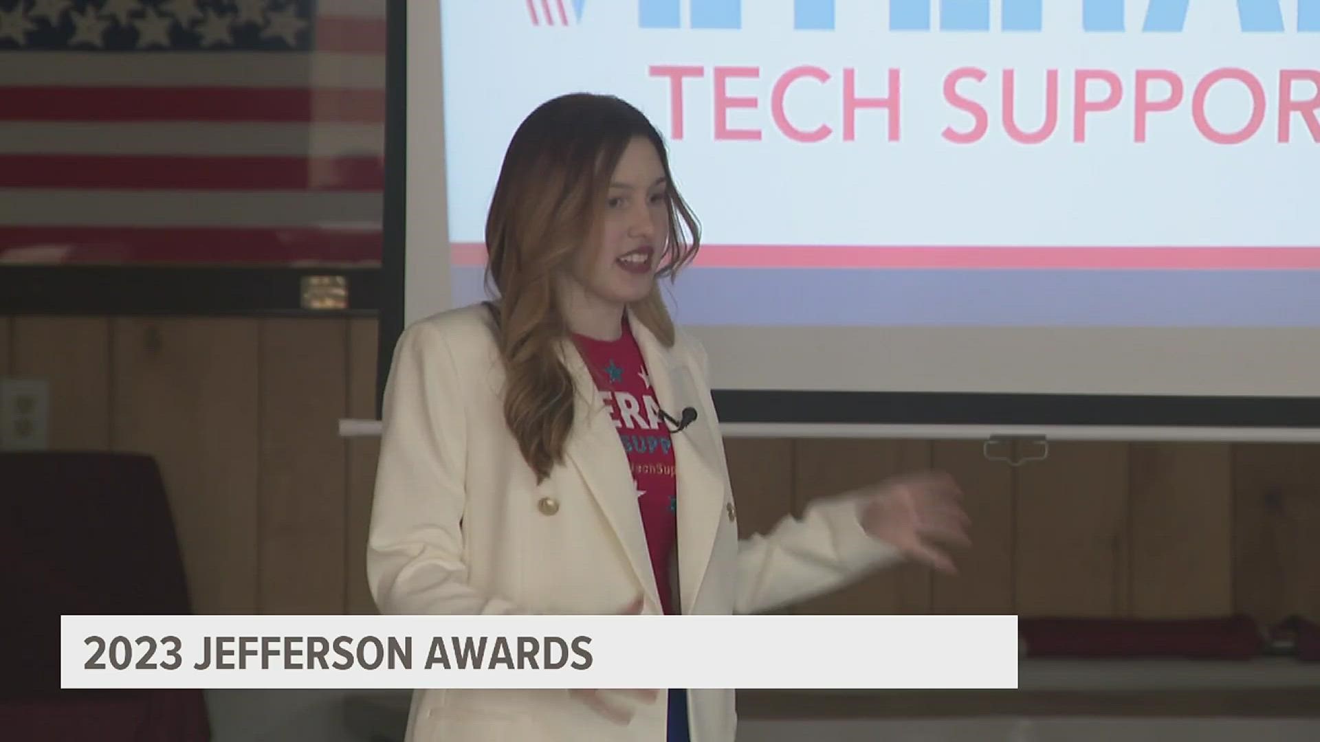 Abigail Johnson is 15, will graduate high school with an associates degree, is involved in more than a dozen activities at school, and teaches veterans tech skills.