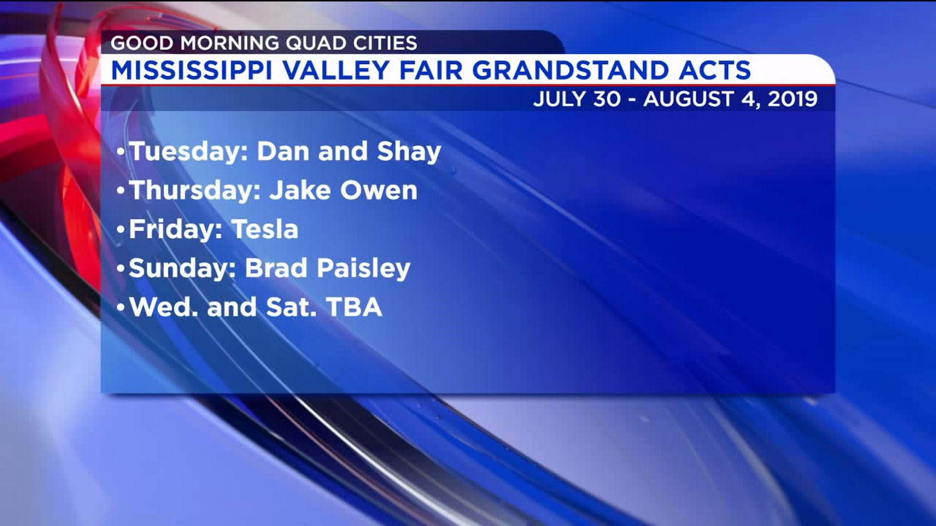 Mississippi Valley Fair Grandstand Acts
