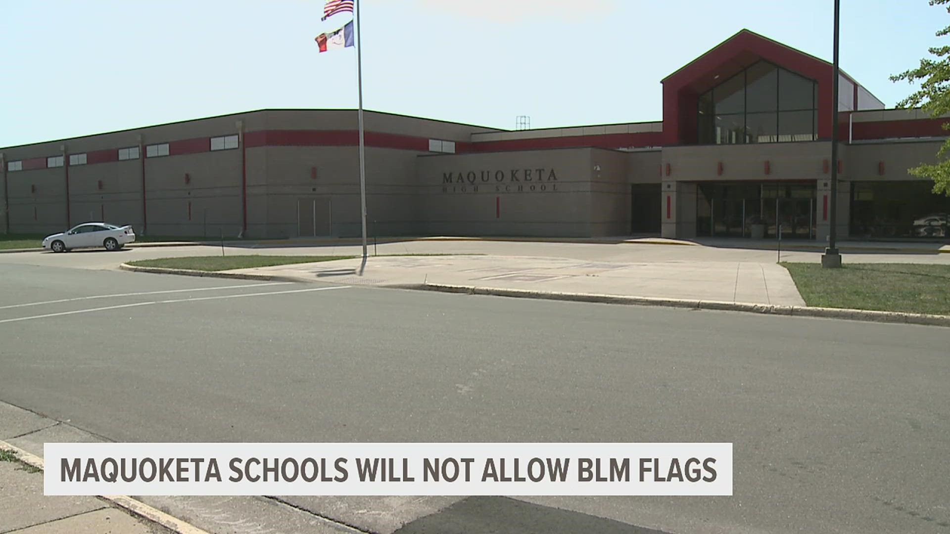 The district elected to remove a Black Lives Matter flag from a MHS classroom on grounds that it represents political expression, despite a LGBTQ+ flag remaining.