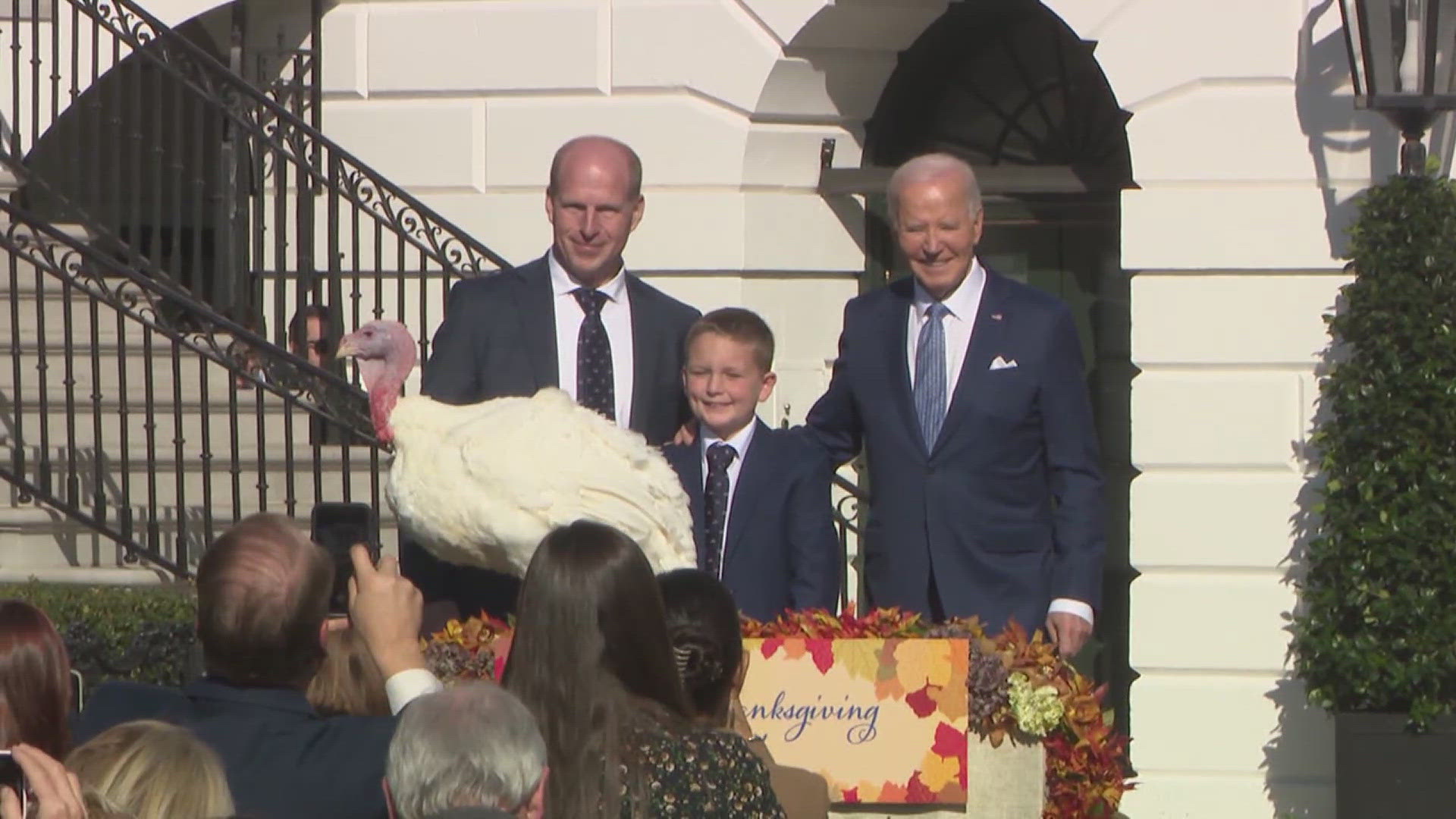 The two turkeys selected this year are named "Peach" and "Blossom" and are heading to Minnesota to live free from the fear of the holiday feast.