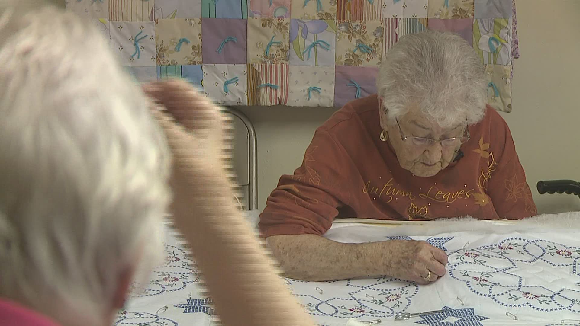 Lois Paulson still has a sharp mind and body. She quilts with her group once a week, part of her secret to a long life.