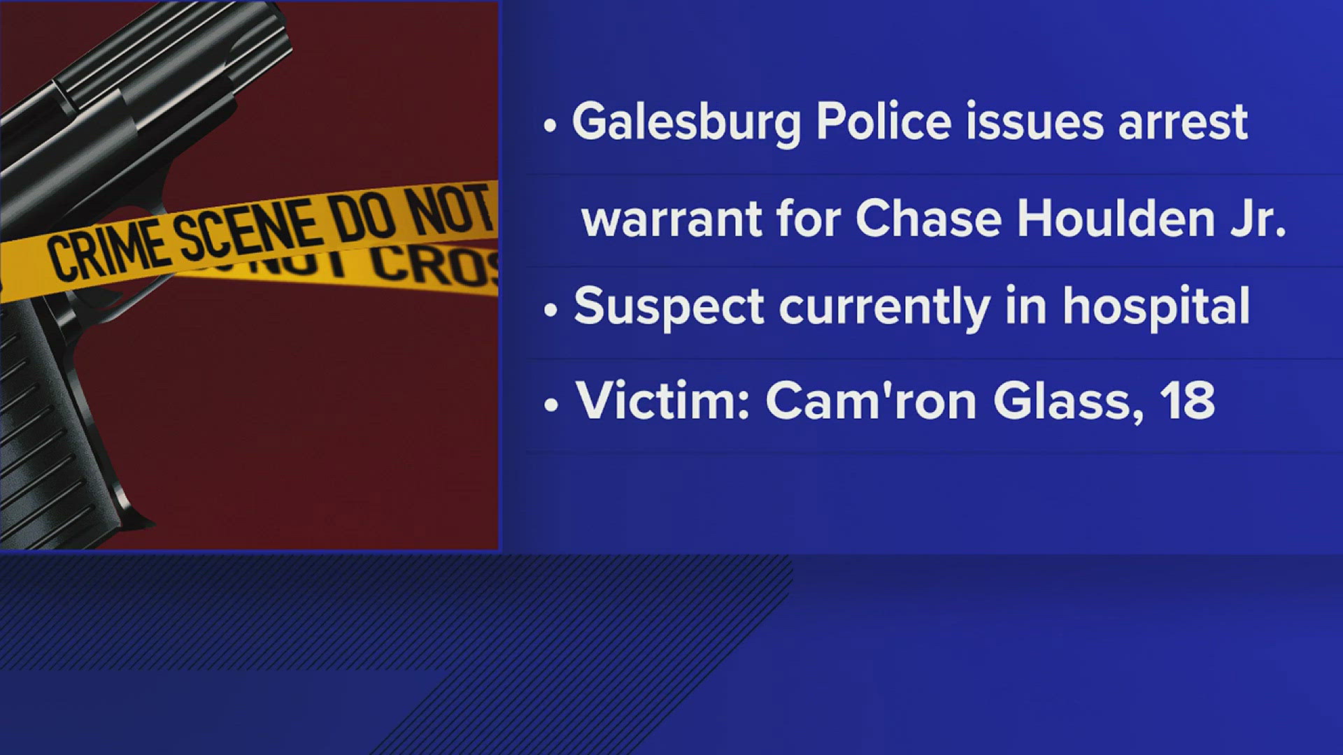 According to the Galesburg Police Department, an arrest warrant for murder has been issued for 19-year-old Chase Houlden Jr. He was injured in the shooting.