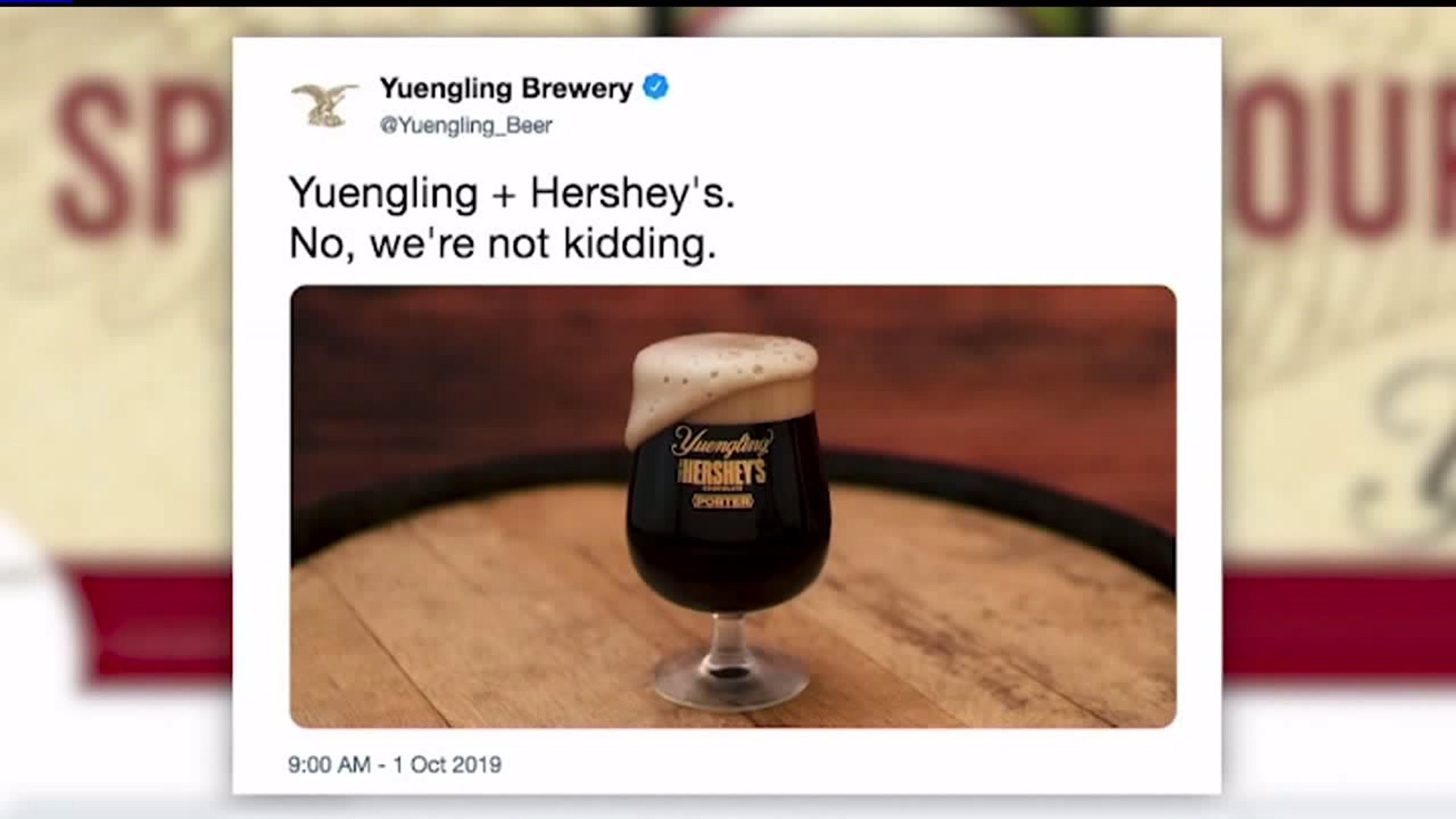 Yuengling, Hershey collaborate on chocolate-infused brew