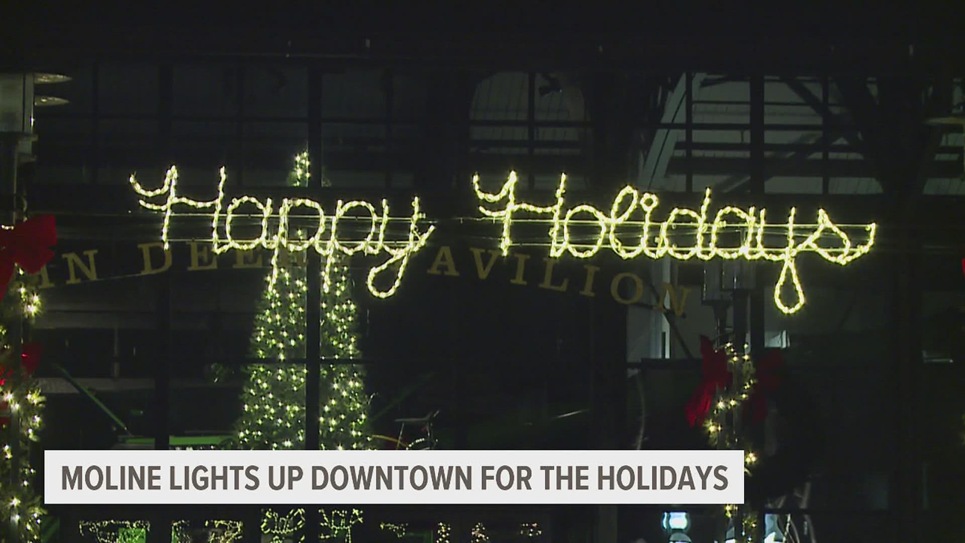 News 8's very own Linda Swinford flipped the switch to light up John Deere Commons Saturday night.