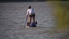 Woman Paddleboarding the Mississippi