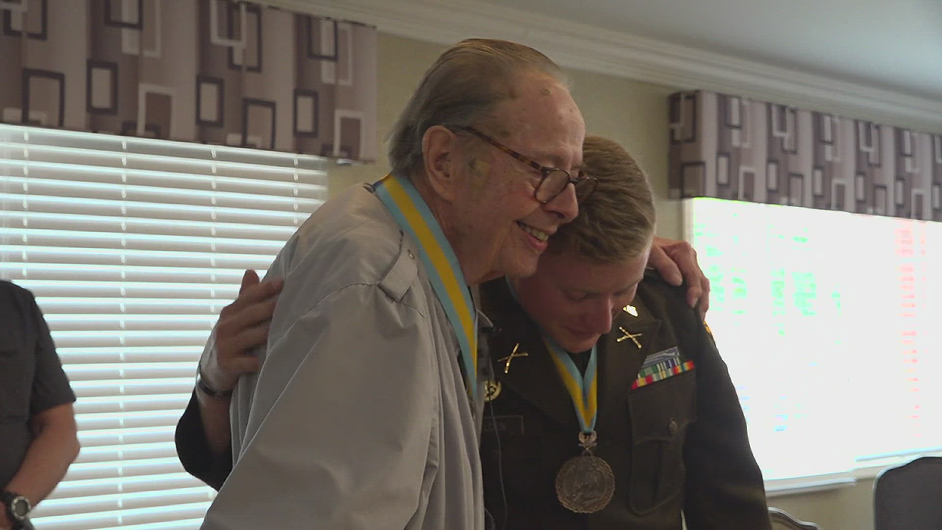 1st Lt. Kieth Elden is the latest generation in his family to join a tradition of military service. He surprised his grandfather with a medal honoring his service.